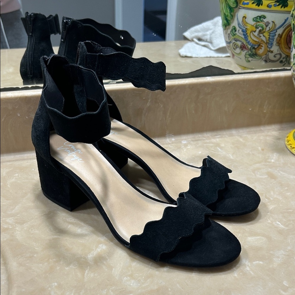 Black Suede Block Heels